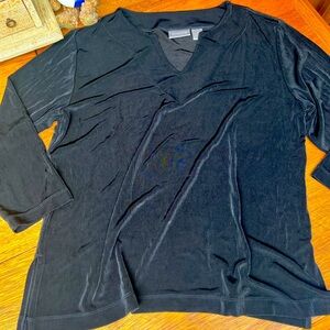 Chicos travelers Black tunic top Size 3 (18/20) wrinklefree loose easy fit comfy